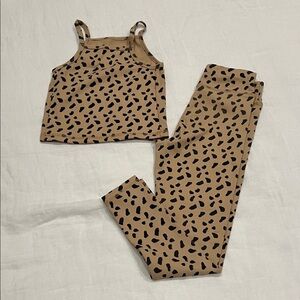 GB Girls Tan and Black spotted athletic set